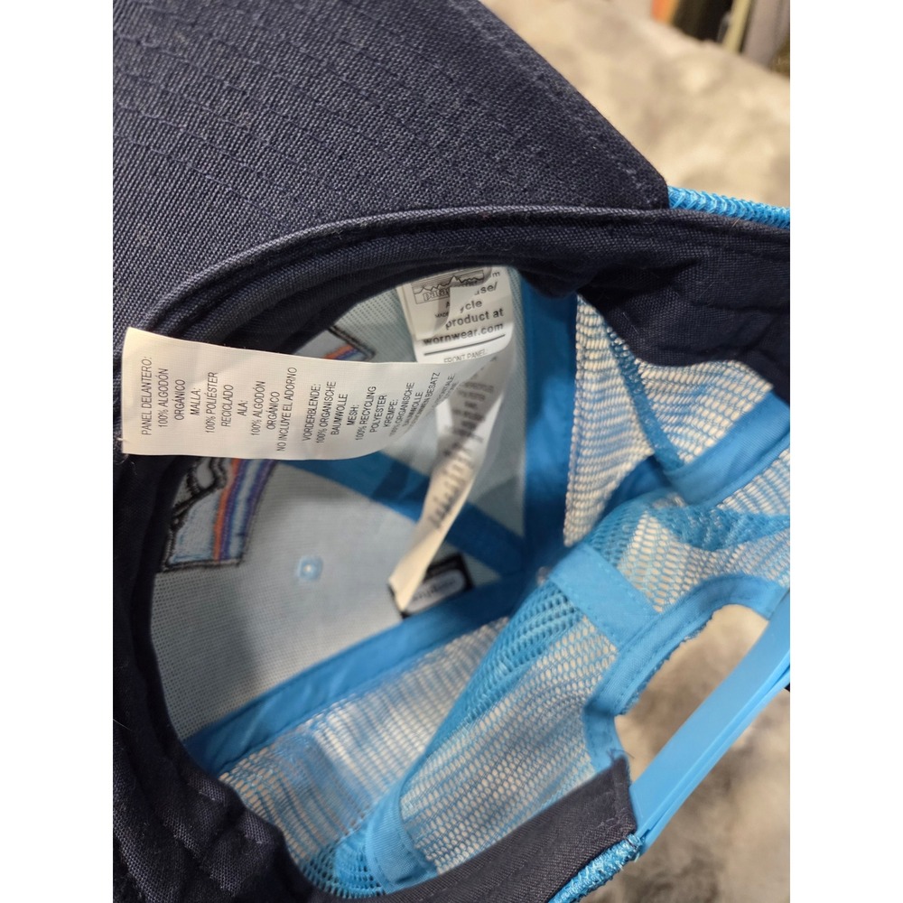 Patagonia Logo Trucker Hat Blue Mesh Snapback Baseball Cap - Picture 2 of 4